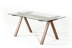 Homeroots 30" Walnut Wood And Glass Dining Table  Wood 283837