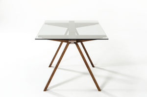 Homeroots 30" Walnut Wood And Glass Dining Table  Wood 283837