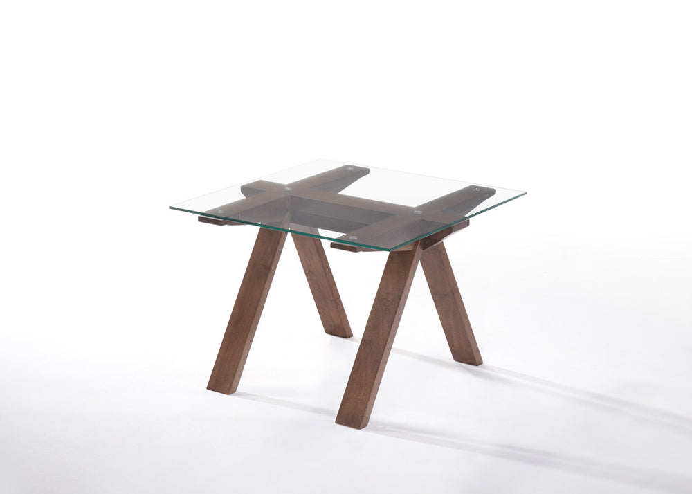 Homeroots 19" Walnut Wood And Glass End Table   283838