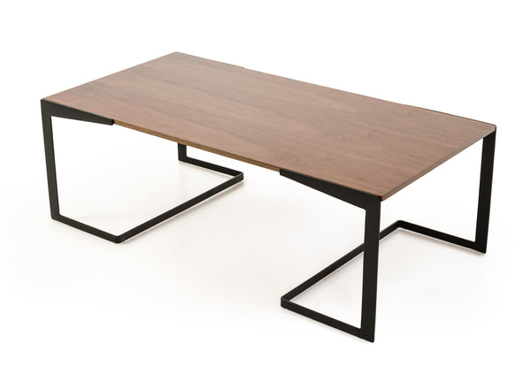 Homeroots 16" Walnut Veneer And Metal Coffee Table   283843