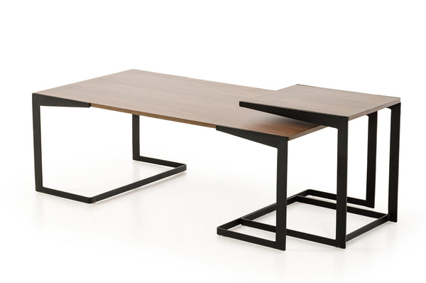 Homeroots 16" Walnut Veneer And Metal Coffee Table   283843