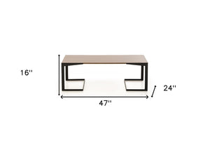 Homeroots 16" Walnut Veneer And Metal Coffee Table   283843