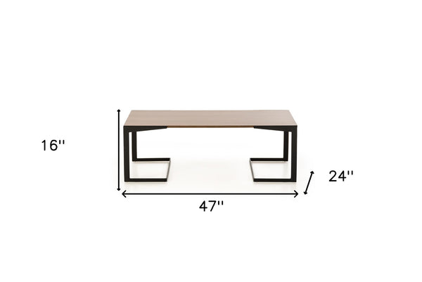 Homeroots 16" Walnut Veneer And Metal Coffee Table   283843