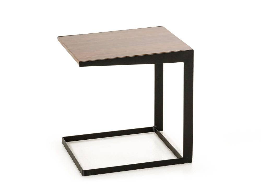 Homeroots 19" Walnut Veneer And Metal End Table   283844