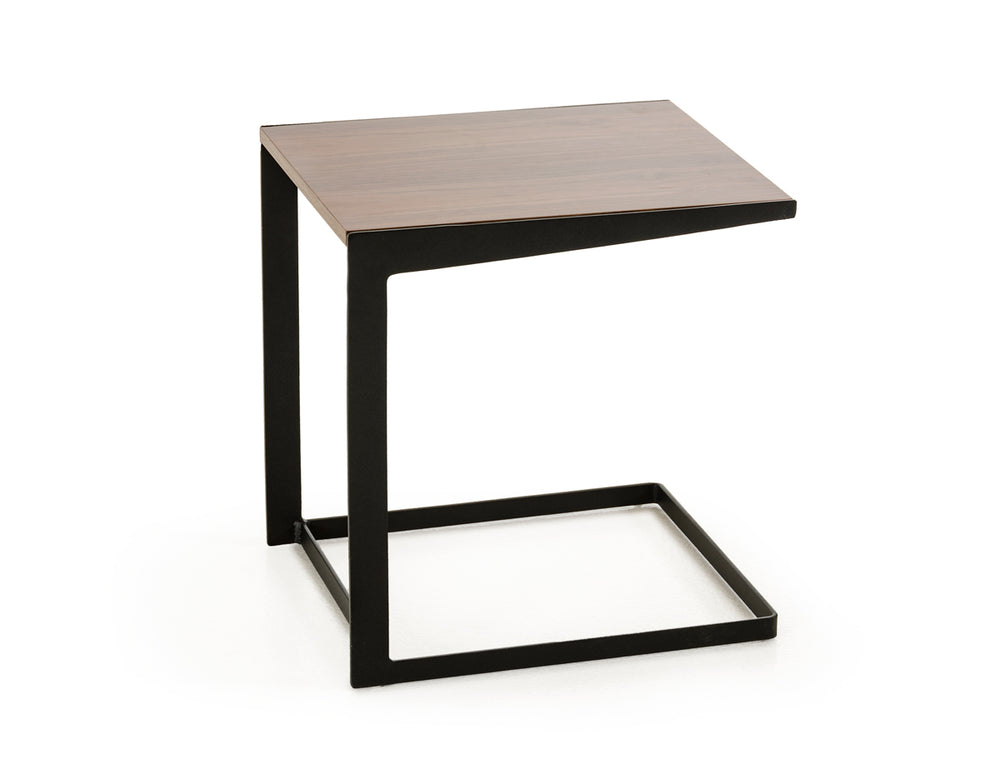 Homeroots 19" Walnut Veneer And Metal End Table   283844