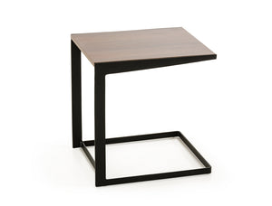Homeroots 19" Walnut Veneer And Metal End Table   283844