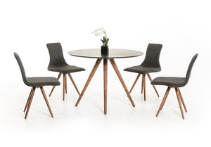 Homeroots 30" Black And Walnut Wood And Veneer Dining Table  Wood 283849