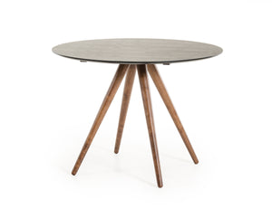 Homeroots 30" Black And Walnut Wood And Veneer Dining Table  Wood 283849