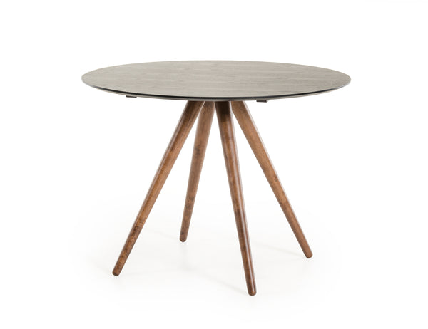 Homeroots 30" Black And Walnut Wood And Veneer Dining Table  Wood 283849