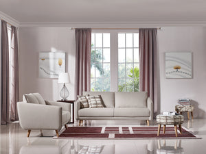 Homeroots 34" Beige Fabric  Foam  And Wood Sofa Set   283872