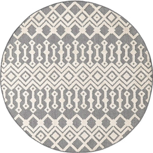 Unique Loom Arlo Lenny Machine Made Tribal Rug Charcoal, Ivory 7' 1" x 7' 1"