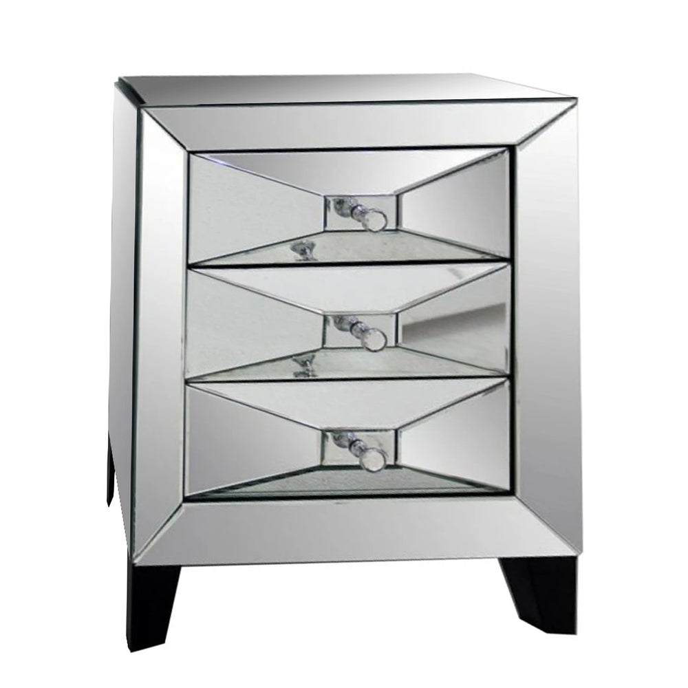Homeroots 26" Glass And Mdf Bedside Table With A Mirror   283909