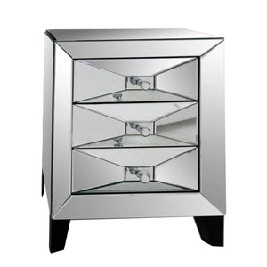 Homeroots 26" Glass And Mdf Bedside Table With A Mirror   283909