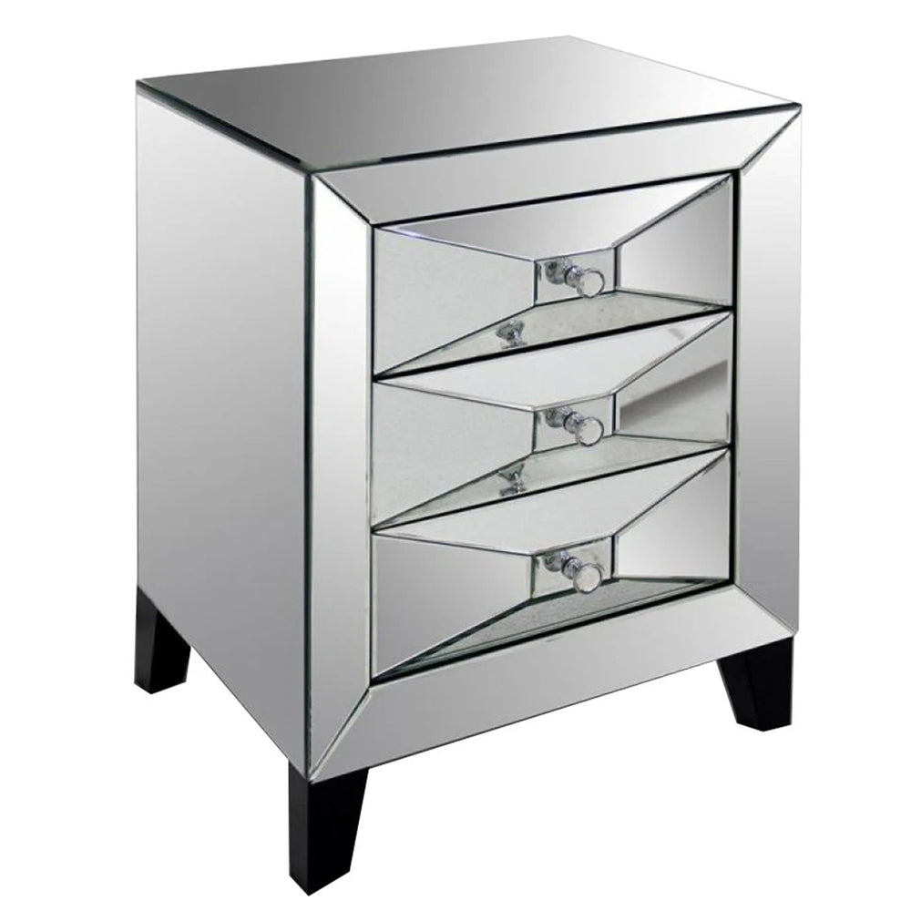 Homeroots 26" Glass And Mdf Bedside Table With A Mirror   283909