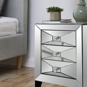Homeroots 26" Glass And Mdf Bedside Table With A Mirror   283909