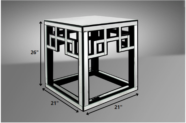 Homeroots 26" Mirrored Glass And Mdf End Table   283910