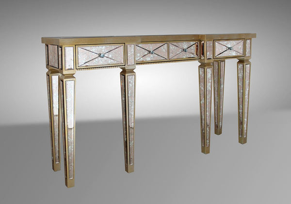 Homeroots 35" Mirrored Glass And Mdf Console Table   283911