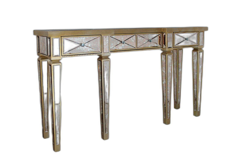 Homeroots 35" Mirrored Glass And Mdf Console Table   283911