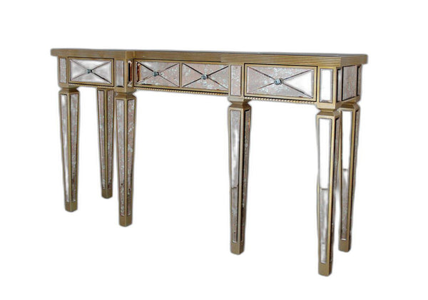 Homeroots 35" Mirrored Glass And Mdf Console Table   283911