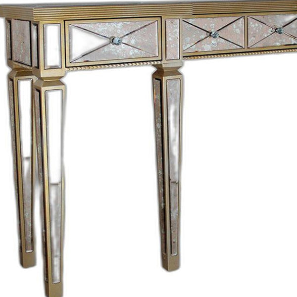 Homeroots 35" Mirrored Glass And Mdf Console Table   283911