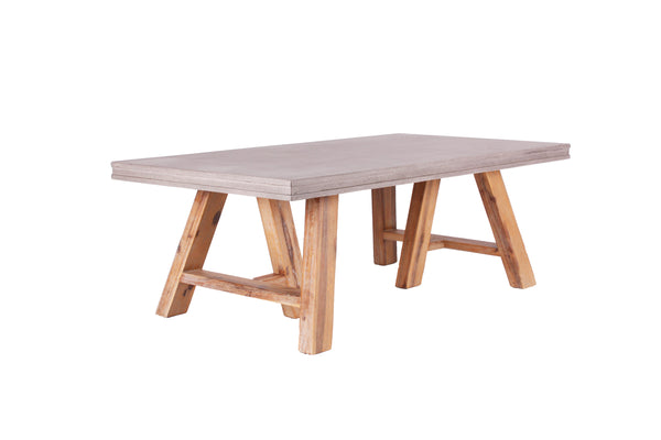 Homeroots 18" Concrete And Solid Acacia Wood Coffee Table   283943