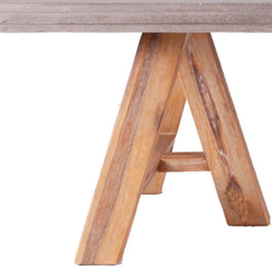 Homeroots 18" Concrete And Solid Acacia Wood Coffee Table   283943