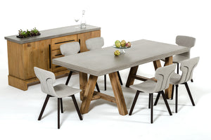 Homeroots 30" Concrete And Solid Acacia Wood Dining Table  Concrete 283947