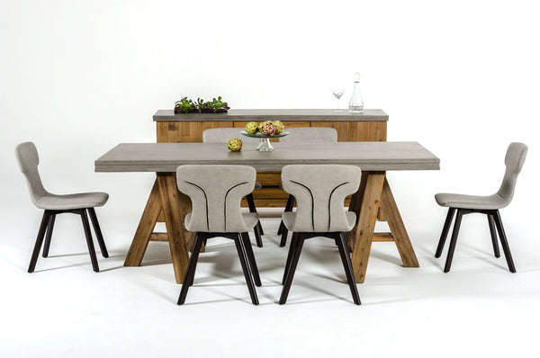 Homeroots 30" Concrete And Solid Acacia Wood Dining Table  Concrete 283947