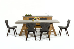 Homeroots 30" Concrete And Solid Acacia Wood Dining Table  Concrete 283947