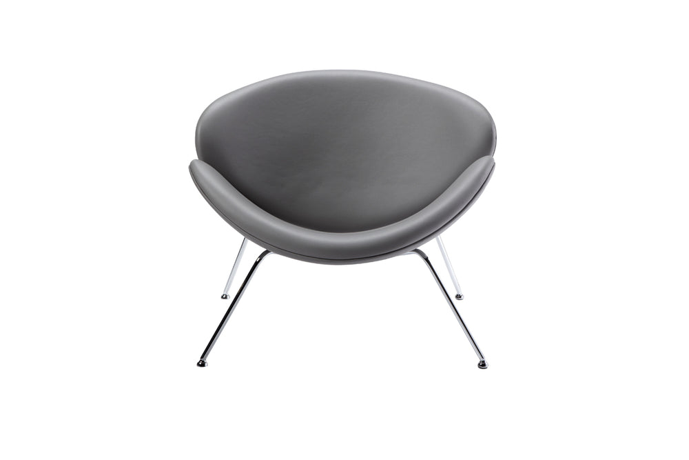 Homeroots 28" Grey Leatherette And Metal Accent Chair Gray  283955