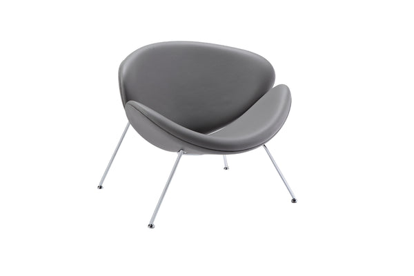 Homeroots 28" Grey Leatherette And Metal Accent Chair Gray  283955
