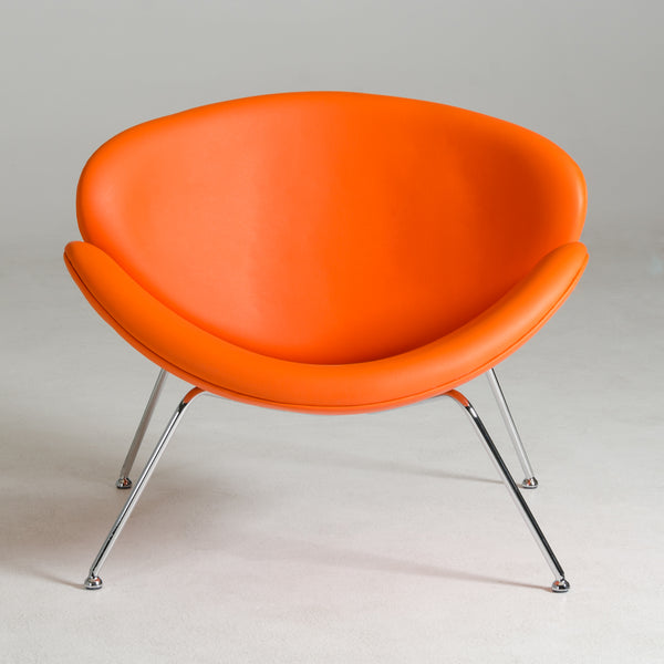 Homeroots 28" Orange Leatherette And Metal Accent Chair Orange  283957