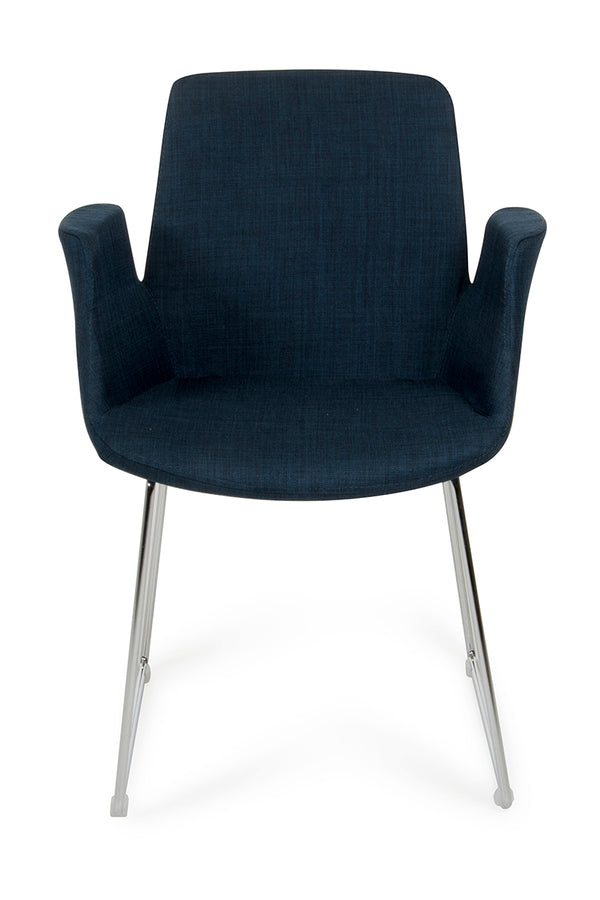 Homeroots Blue And Silver Upholstered Polyester Dining Arm Chair Blue Metal 283961