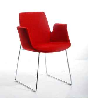 Homeroots Red And Silver Upholstered Dining Arm Chair Red Metal 283964