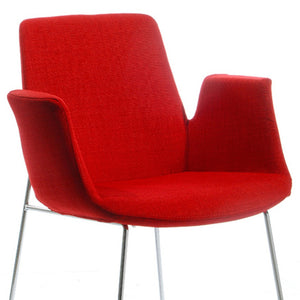 Homeroots Red And Silver Upholstered Dining Arm Chair Red Metal 283964