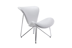Homeroots 28" White And Silver Upholstered Butterfly Chair   283967