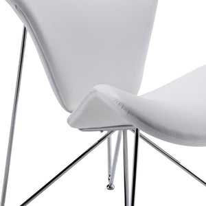 Homeroots 28" White And Silver Upholstered Butterfly Chair   283967