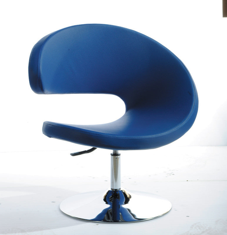 Homeroots 34" Blue Leatherette Lounge Chair   283973