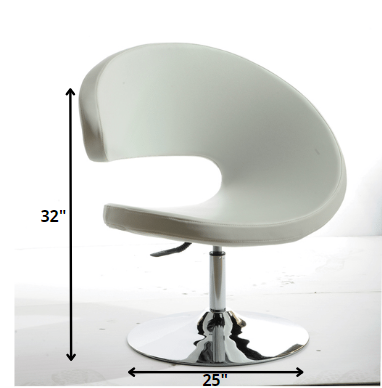 Homeroots 34" White Leatherette Lounge Chair   283974