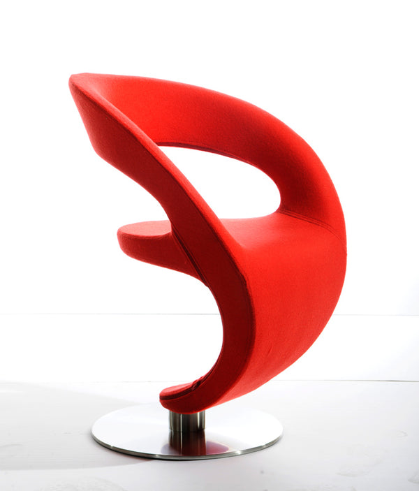 Homeroots 32" Orange Fabric  Polyester  And Wool Lounge Chair Orange  283977