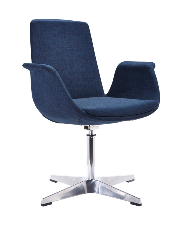 Homeroots 35" Blue Fabric  Polyester  And Aluminum Accent Chair   283979