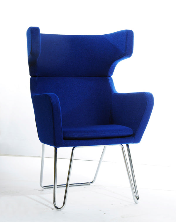 Homeroots 43" Blue Fabric  Wool  And Polyester Lounge Chair Blue  283982