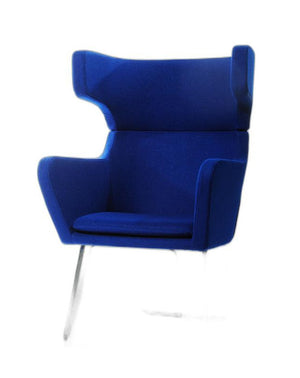 Homeroots 43" Blue Fabric  Wool  And Polyester Lounge Chair Blue  283982