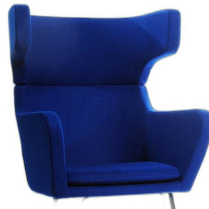 Homeroots 43" Blue Fabric  Wool  And Polyester Lounge Chair Blue  283982