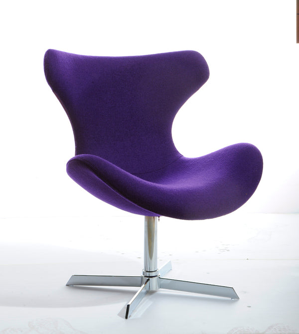 Homeroots 33" Purple Fabric  Polyester  And Wool Lounge Chair   283986
