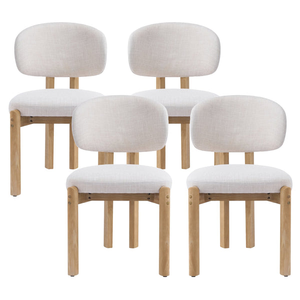 English Elm Christopher Knight Home® - Beige Scandinavian Dining Chairs Set Of 4 - Modern Upholstered, Natural Wood Frame, Comfort & Style N768P341563N_4