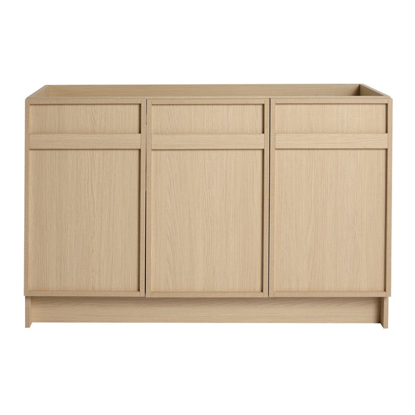 English Elm 48" Freestanding Bathroom Vanity with 3 Soft-Close Doors, Adjustable Shelf, Scratch & Water-Resistant Finish W999P239163