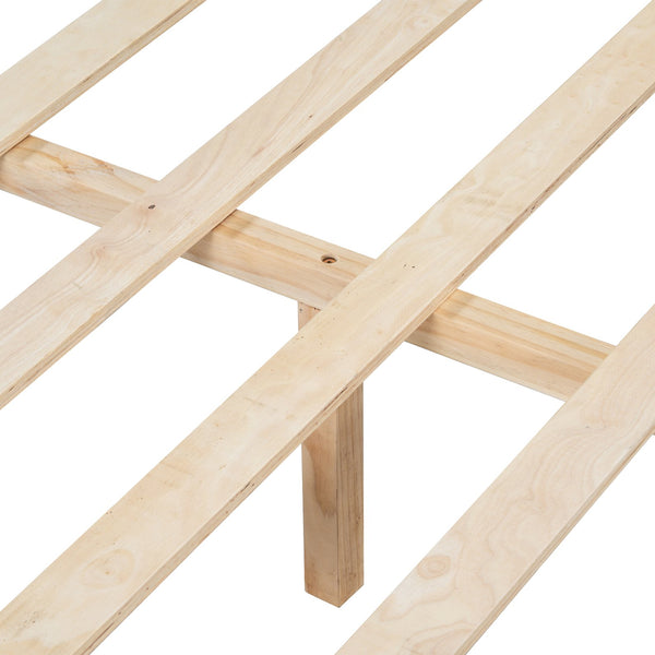 English Elm Christopher Knight Home® - Queen Upholstered Leather Headboard Bed Frame with Solid Wood Slats, Mid-Century Modern Support, No Box Spring Needed White+Natural N758D928283N