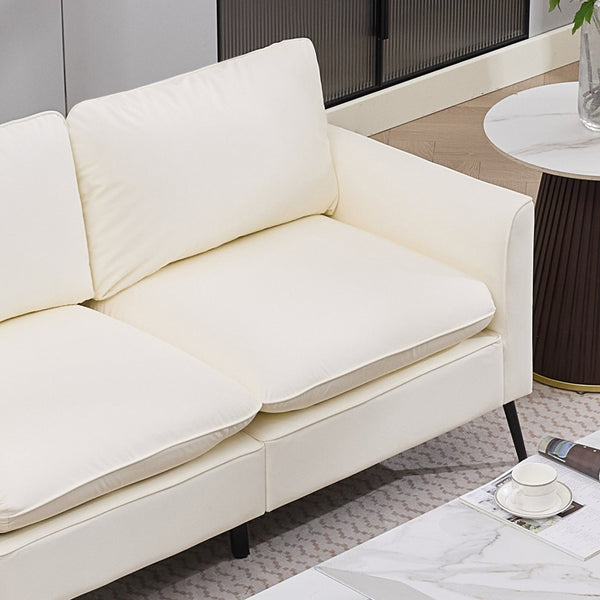 English Elm Ts Cat Paw Faux Leather Accent Chair Nordic Retro Loveseat with Lumbar Support Cream White W2311S00010