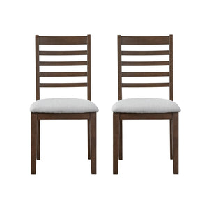 English Elm 2-piece Farmhouse Ladder Back Dining Chair Set Rubberwood Frame Upholstered Seat Kitchen Beige,Walnut N752P436724D